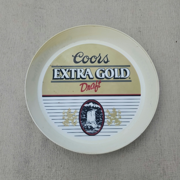 Vintage Coors Extra Gold Draft Promotional Round Beer Tray - Picture 1 of 8